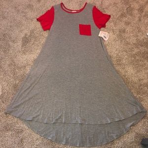 NWT LuLaRoe Carly Dress in Red & Grey
